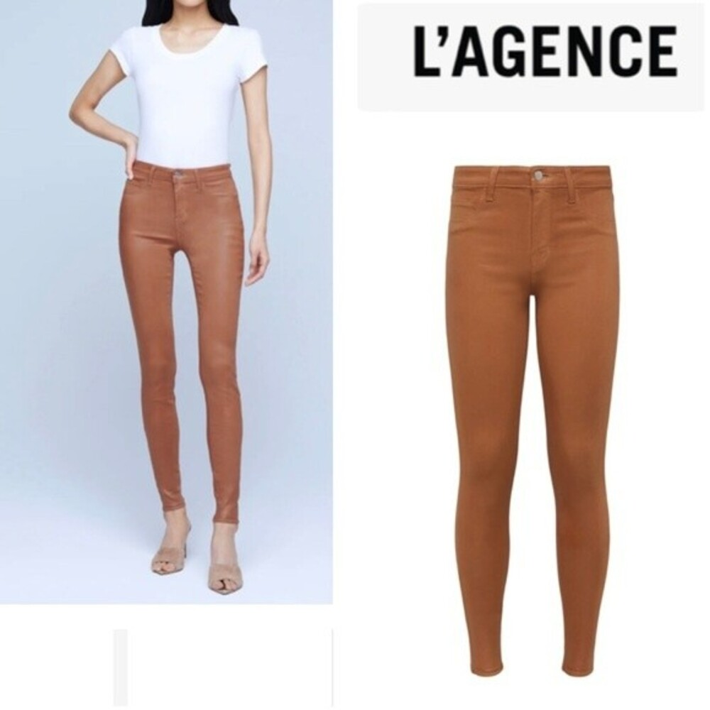 L’AGENCE Marguerite Huselnut Coated High Rise Skinny Jean Size 31 - Picture 5 of 13